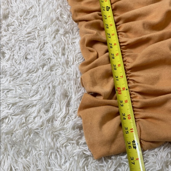 Free People FP Katya Thermal mini dress Ruched MustardYellow medium NWT - Picture 15 of 15